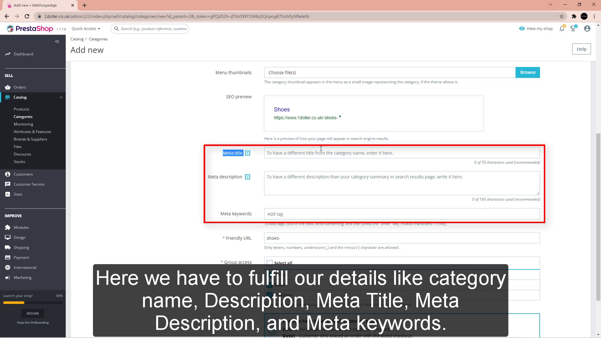 Meta Description, and Meta keywords