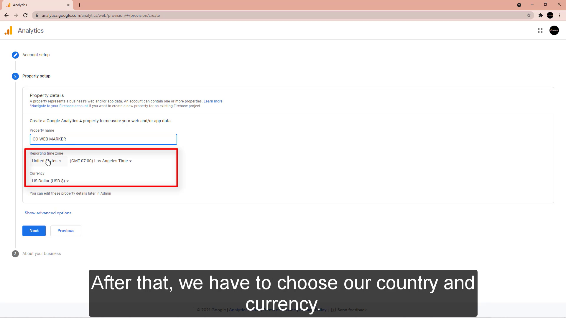 we have to choose our country and currency