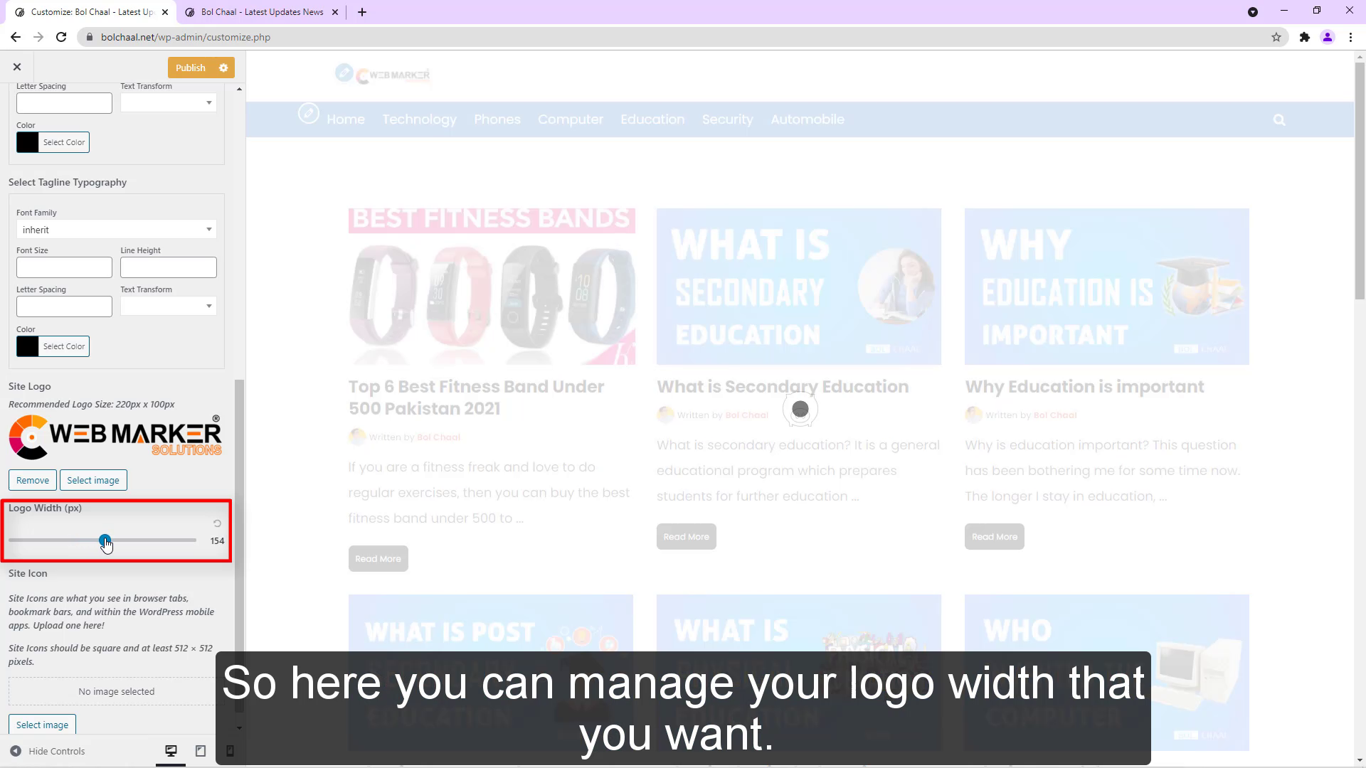 manage your logo width