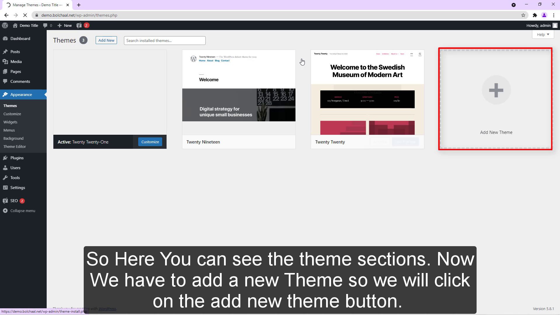 So Here You can see the theme sections