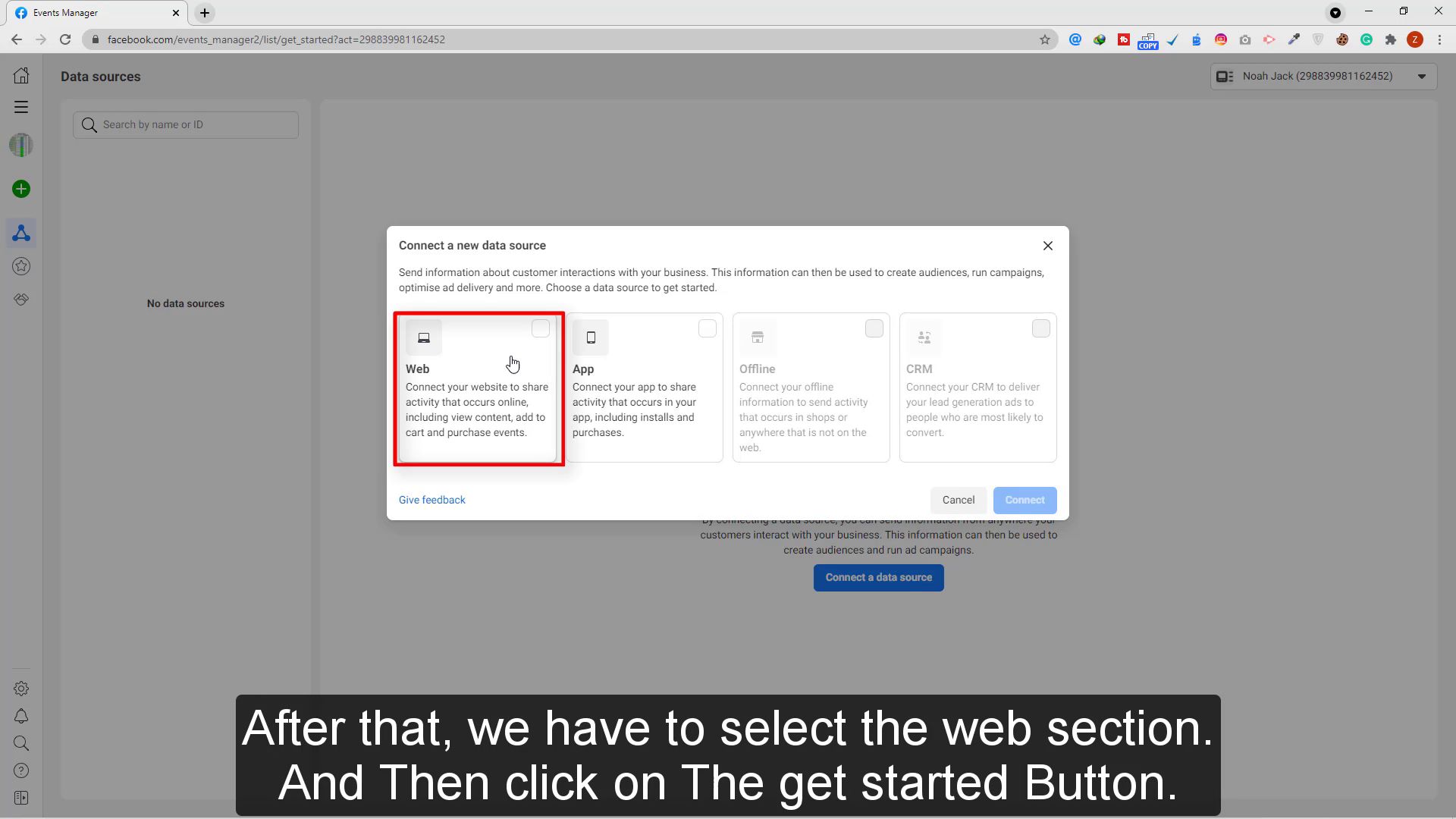 we have to select the web section